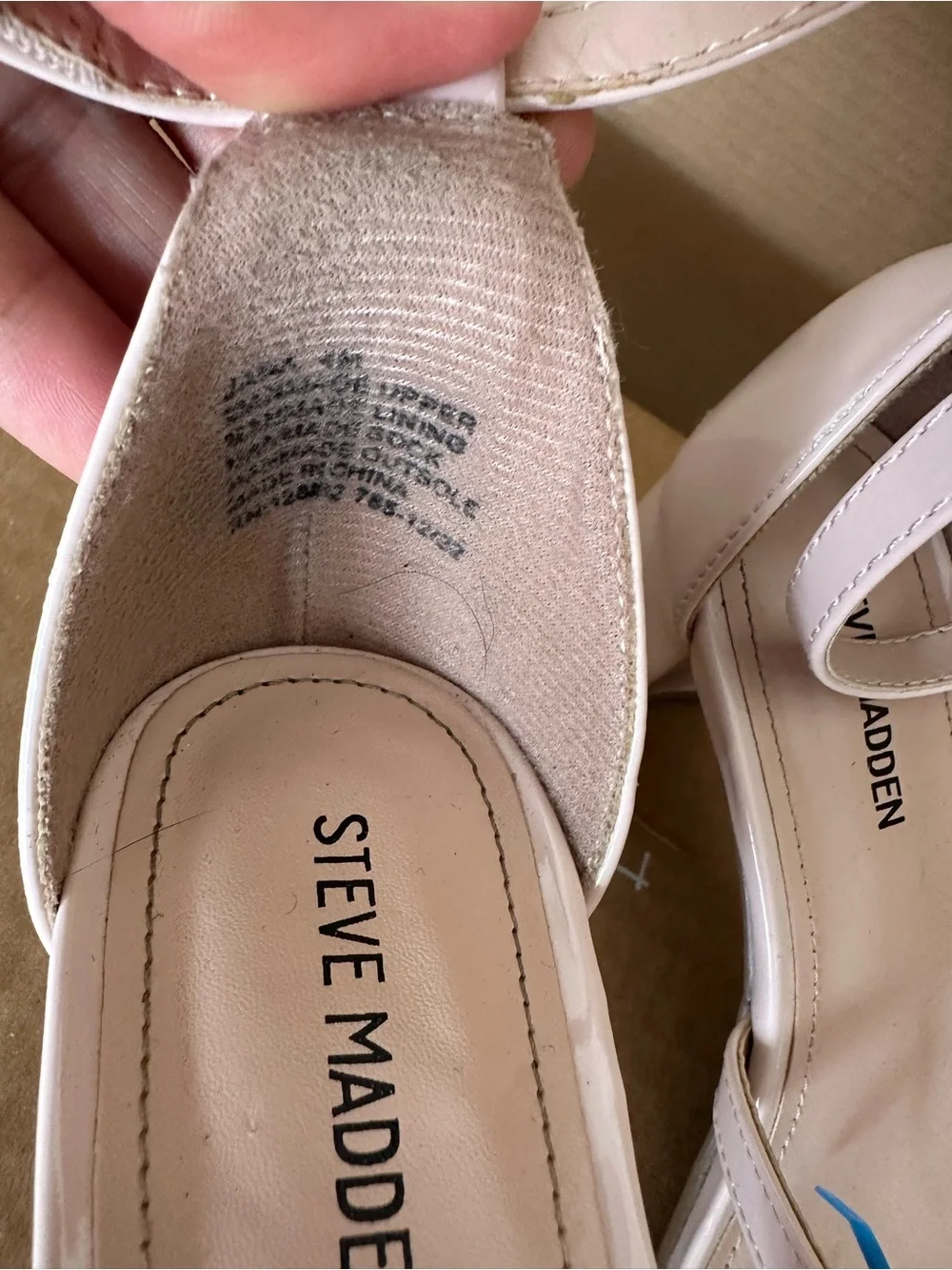 Steve Madden White Patent Block Heel Sandals